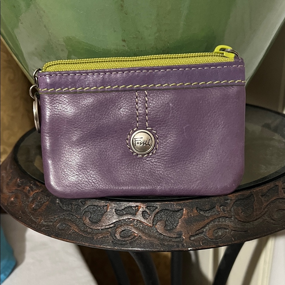 Fossil Purple and Yellow Leather Coin Purse